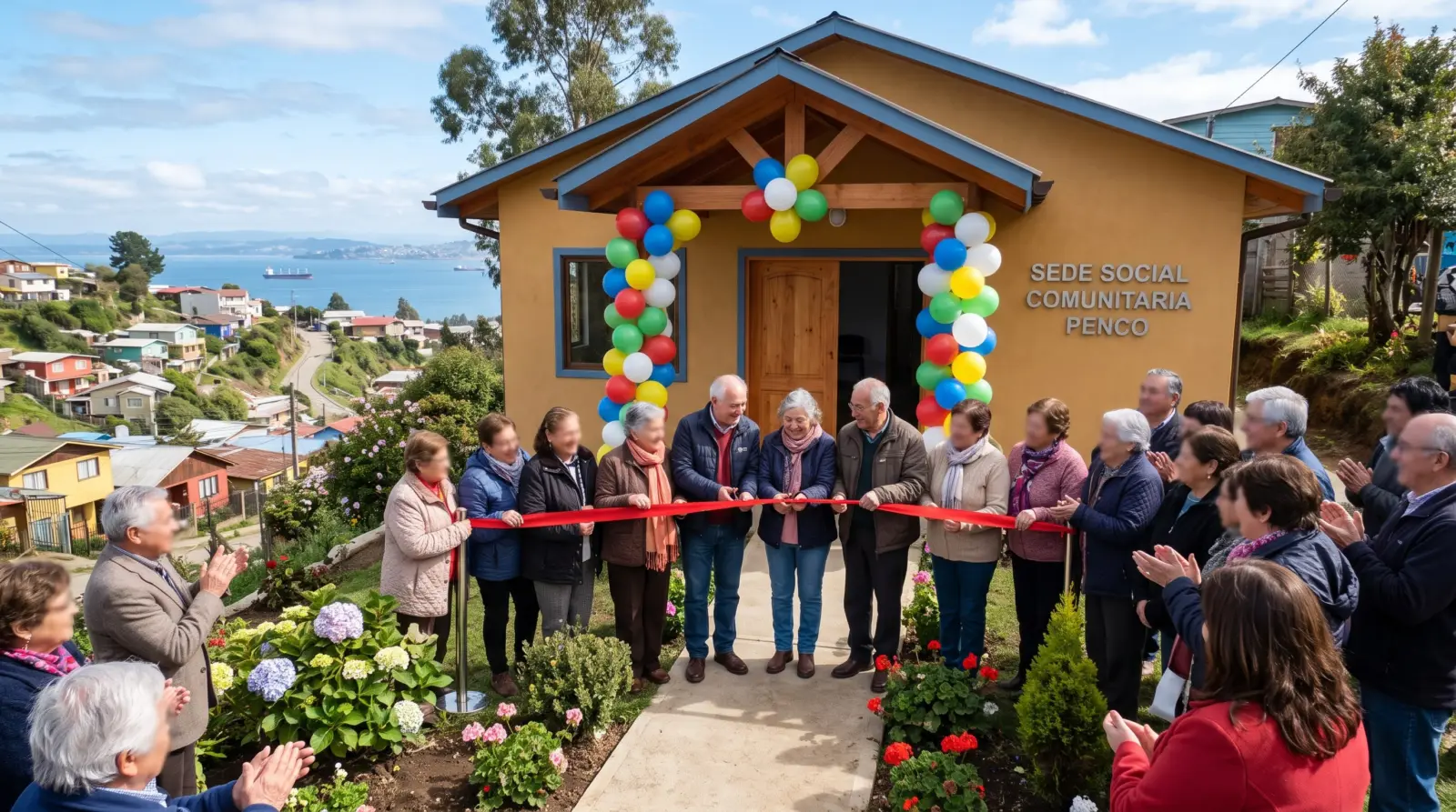 Personas mayores celebran la inauguración de su nueva sede social con un corte de cinta
