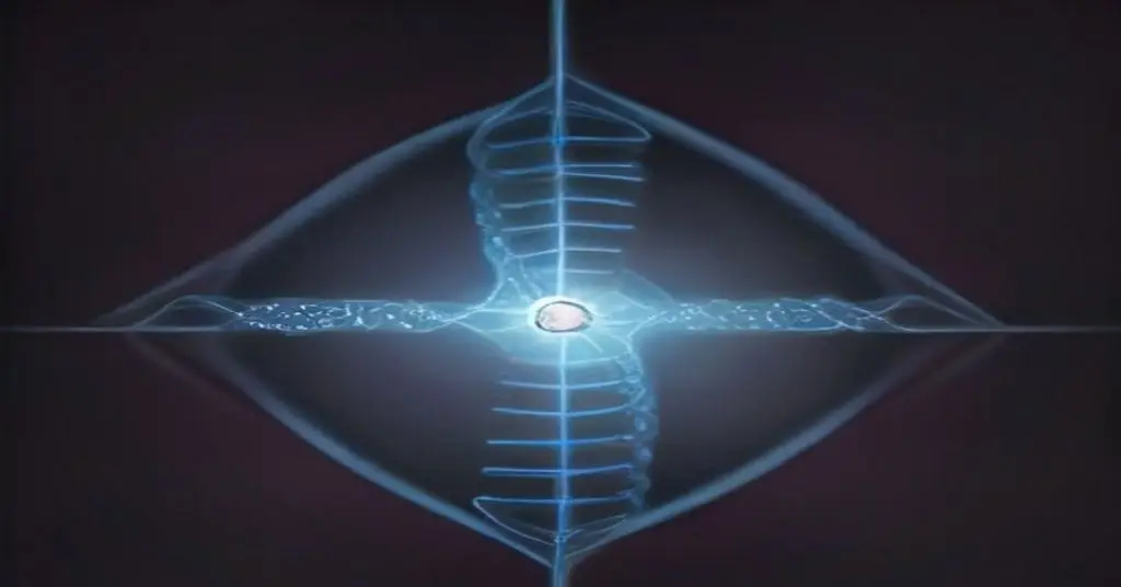 Ilustración de una doble hélice de ADN iluminada