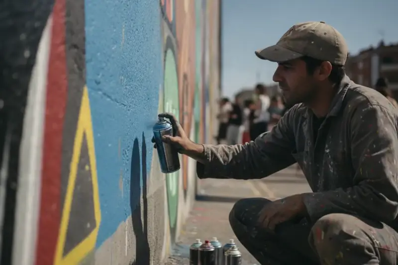 Grafiti iconográfico en Santa Coloma con 45 artistas