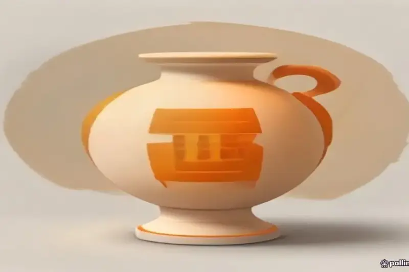Representación artística de una vasija antigua que se transforma visualmente en el símbolo de la arroba.