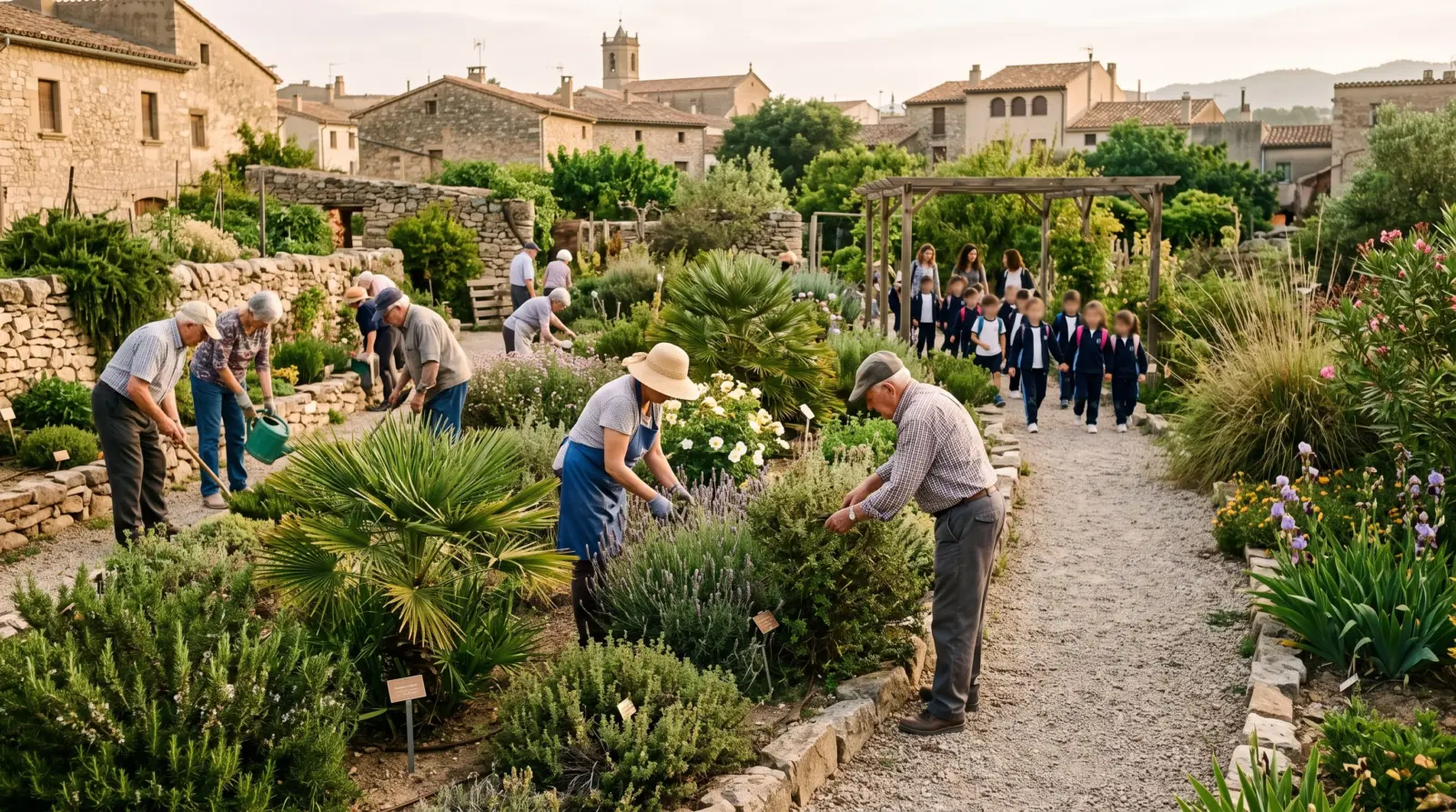 Jubilados cuidan plantas autóctonas en un jardín botánico comunitario