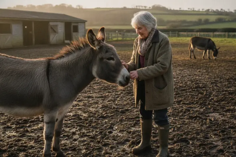 Judi Dench visita a su burro Lolita en Cornualles