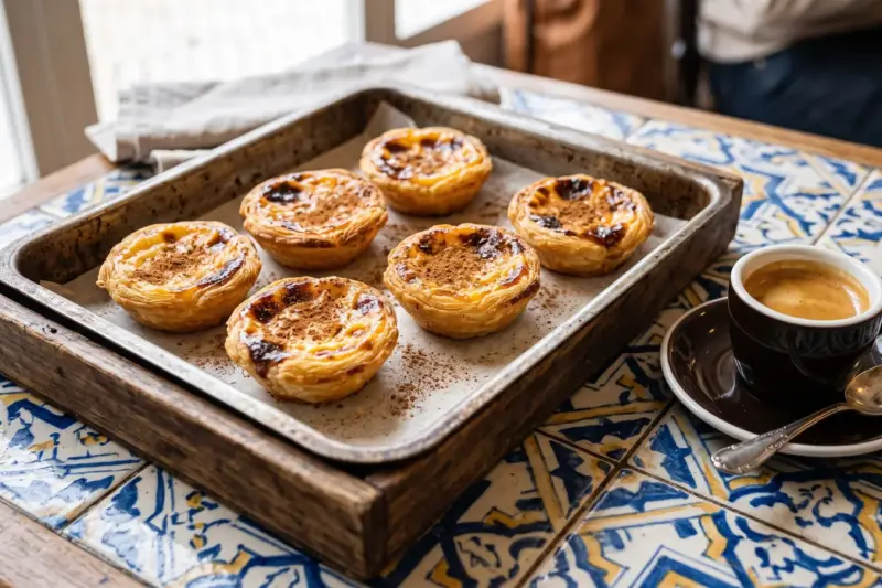 Pastéis de nata caseros con la crema tostada y canela
