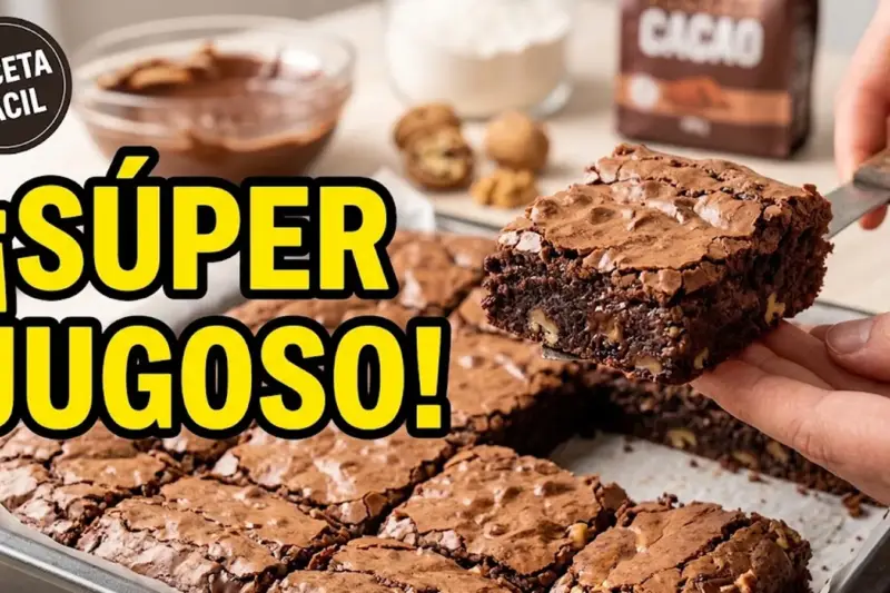 Brownie de chocolate jugoso por dentro