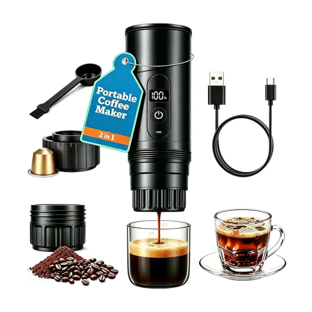 Cafetera portátil 2 en 1 multicápsula y café molido