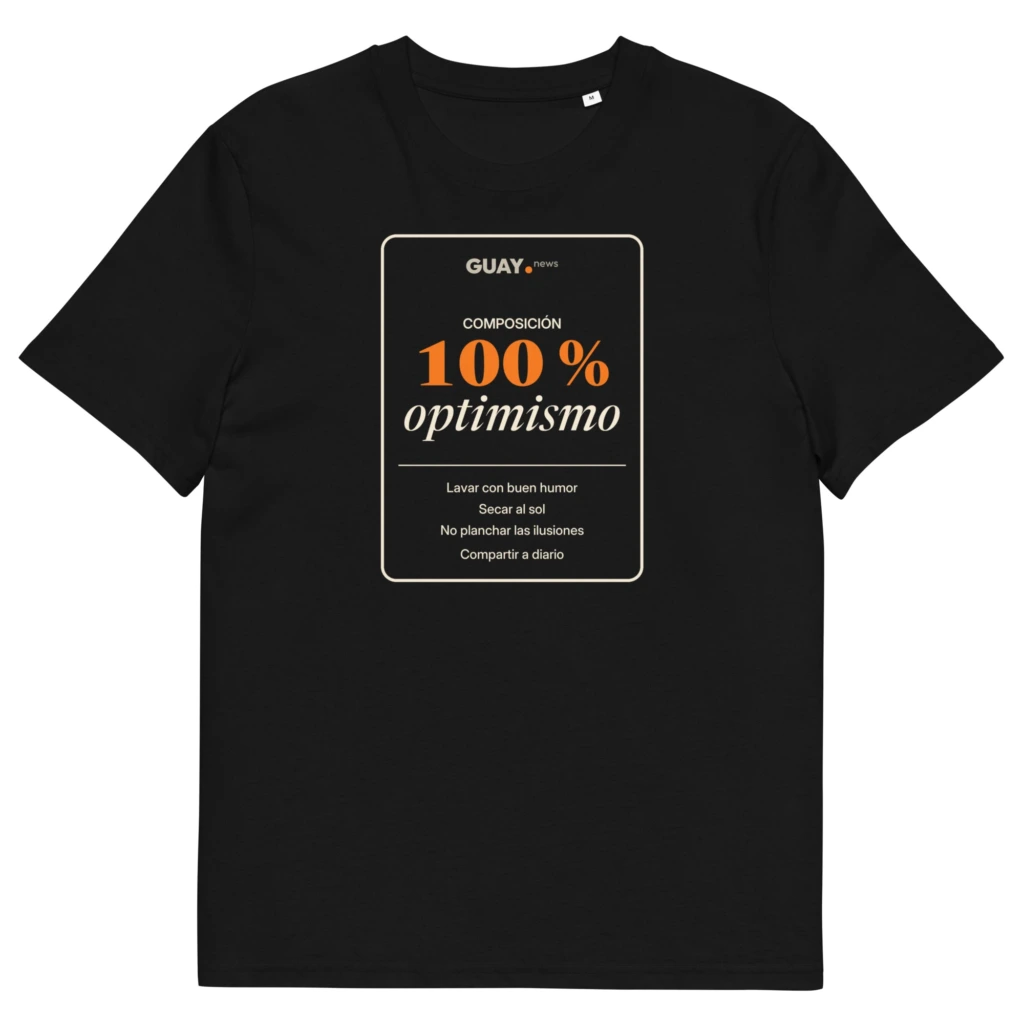 Camiseta de hombre «Composición: 100 % optimismo» de GUAY.news en negro