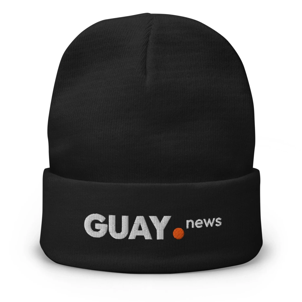 Gorro de punto bordado con el logotipo de GUAY.news en color negro