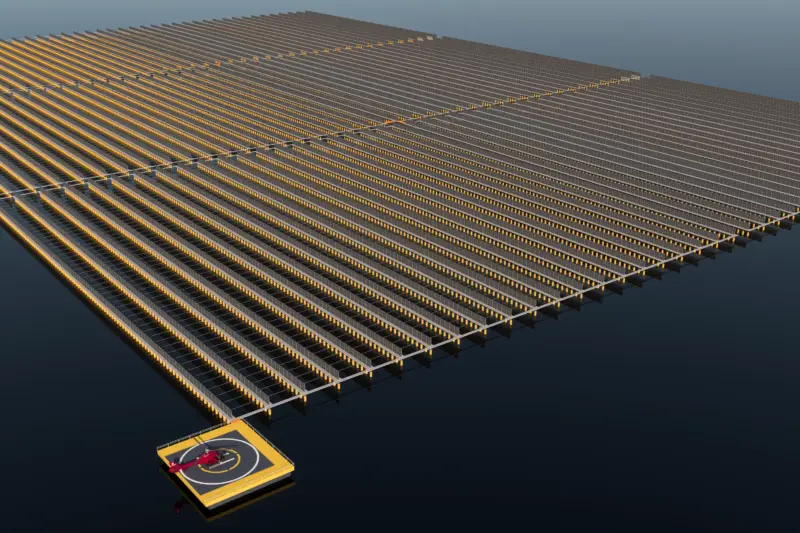 1.400 paneles solares flotan o descansan en el fondo