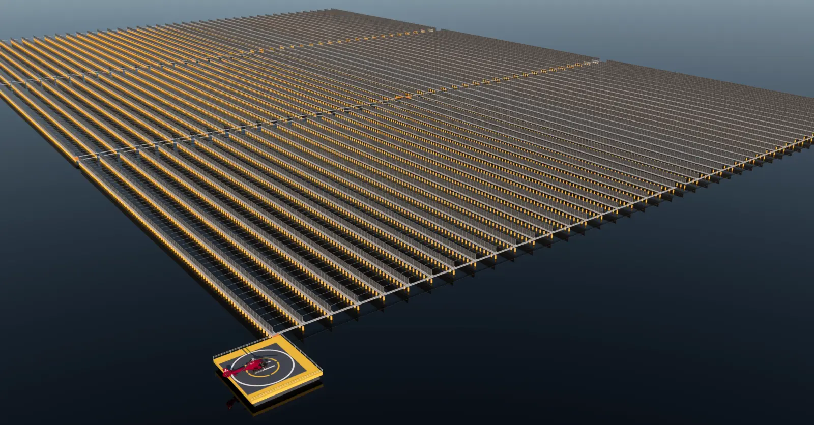 1.400 paneles solares flotan o descansan en el fondo