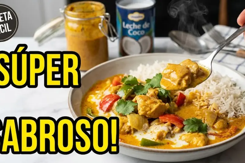 Pollo al curry con leche de coco estilo thai