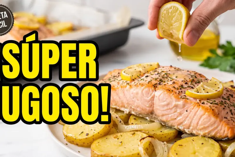 Salmón al horno con patatas panaderas