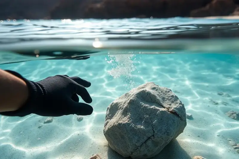 Herramienta de piedra tallada hallada en el fondo marino de la costa de Australia Occidental